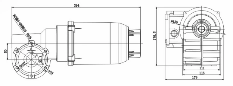 Dual-Bearing AC Geared Motor Load Speed 26-127RPM